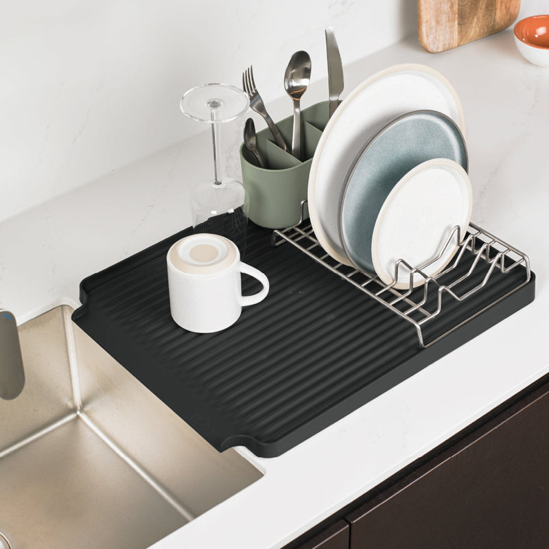 Recycled Large Draining Rack - Made in UK, Charcoal Grey & Sage Green