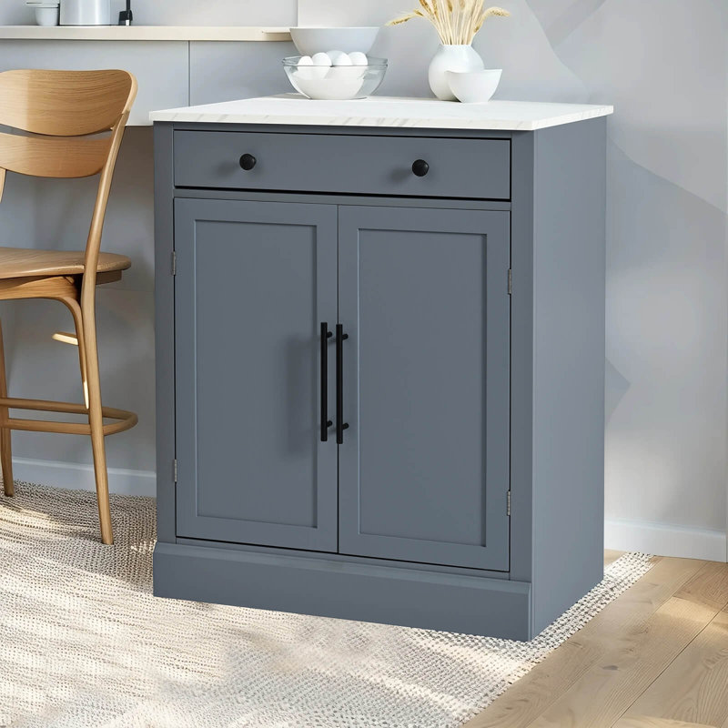 Armoire de cuisine moderne autoportante avec tiroir, 2 tablettes réglables et 2 tablettes de porte, Noir, noir, noir, noir