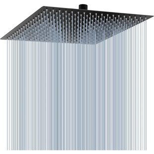 Pomme de douche surdimensionnée en acier inoxydable surdimensionnée de 16 po - Pomme de douche à haute pression, pomme de douche carrée à pluie - Couverture complète du corps en cascade - Fixation universelle au plafond ou au mur