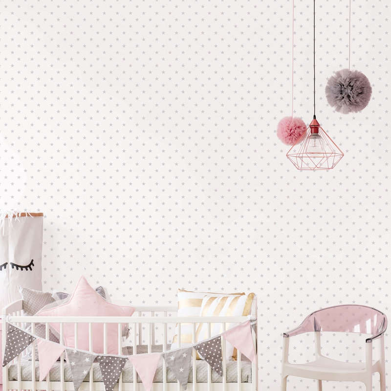 Farris 10m x 53cm Matte Wallpaper Roll, Light Grey/White