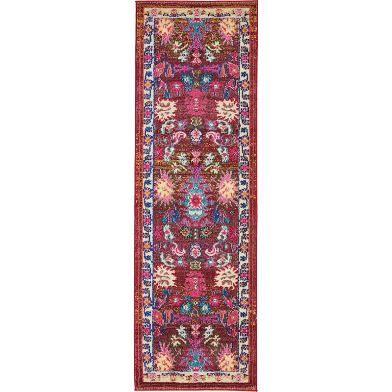 Eddins Washable Floral Indoor Rug, Runner 2'7" x 10'