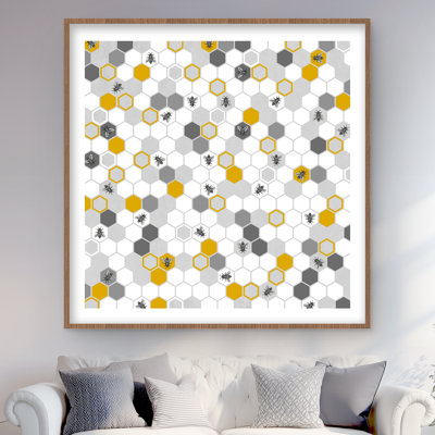 Beehive Pattern - Insect Illustrative Framed Matted Print