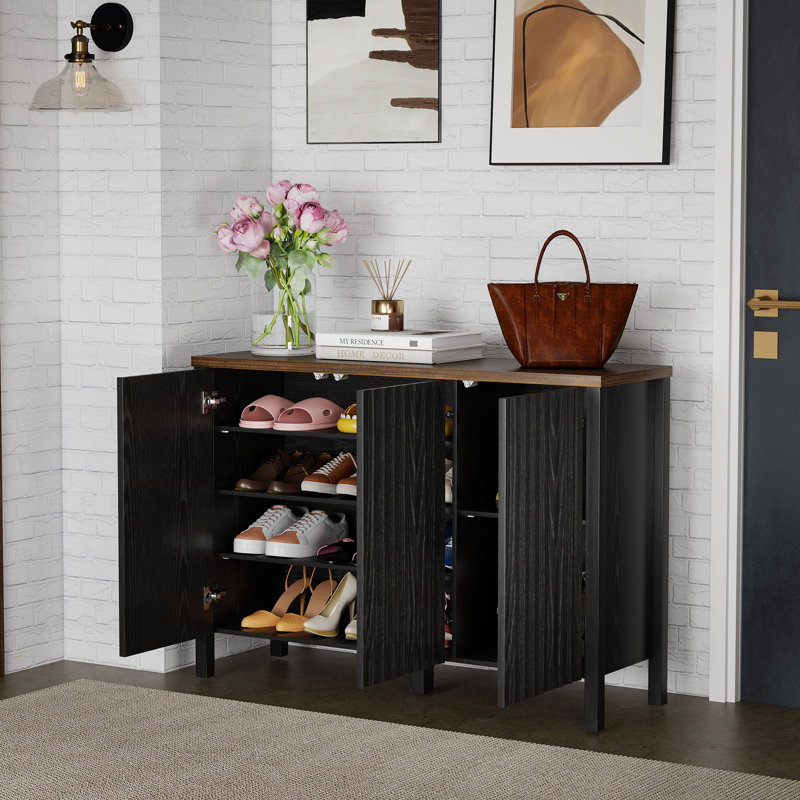 Armoire à chaussures moderne avec rangement, Noir / brun
