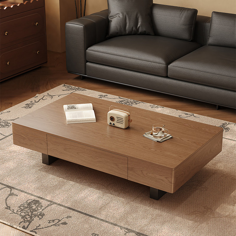 Modern minimalist rectangular coffee table, 13.8" H x 47.2" L x 23.6" W