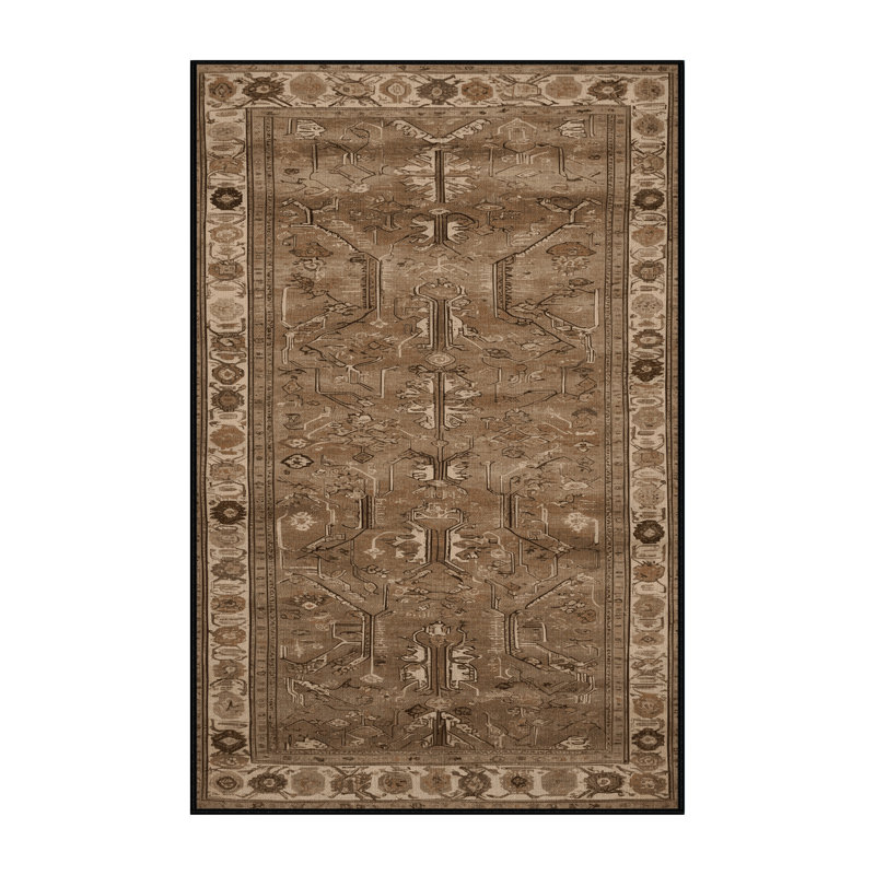 Tapis brun turc lavable à la machine, Rectangulaire 8 pi x 10 pi