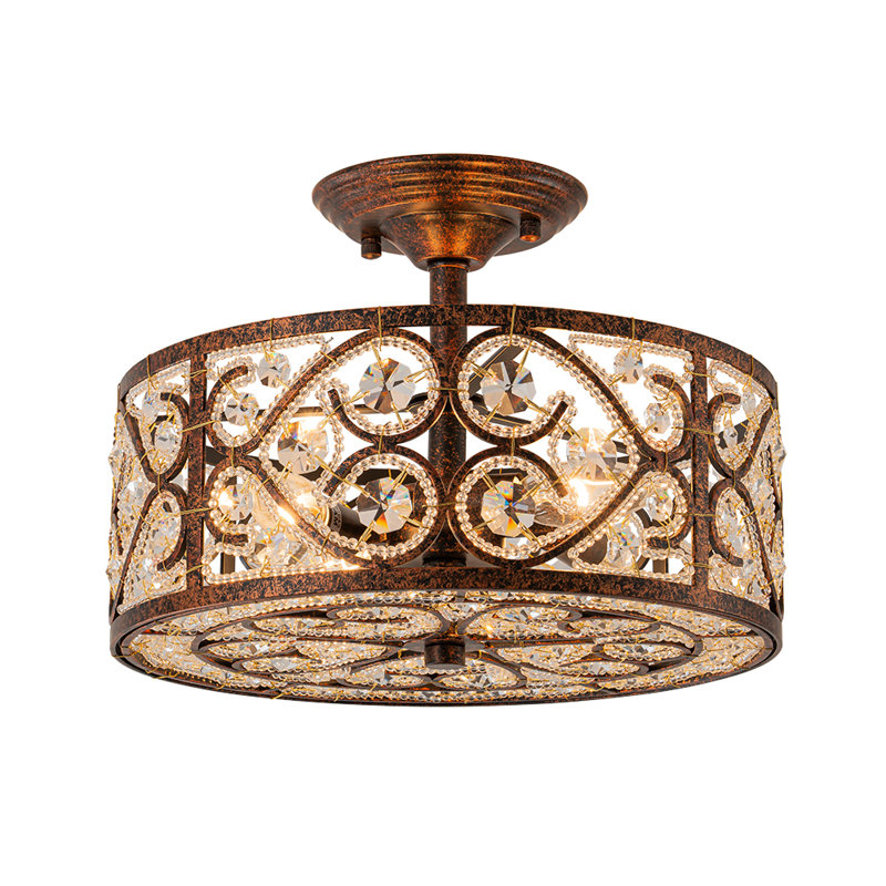 Classical 4 - Light Crystal Drum Semi Flush Mount