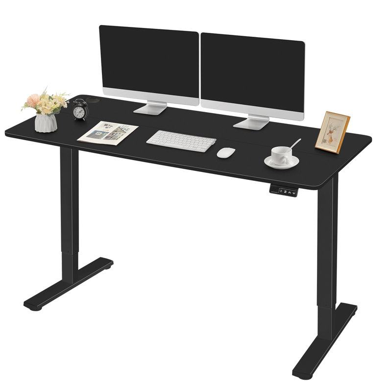 Bureau debout à hauteur réglable électrique Lakyia, Noir, H 48 po x l 55 po x P 24 po