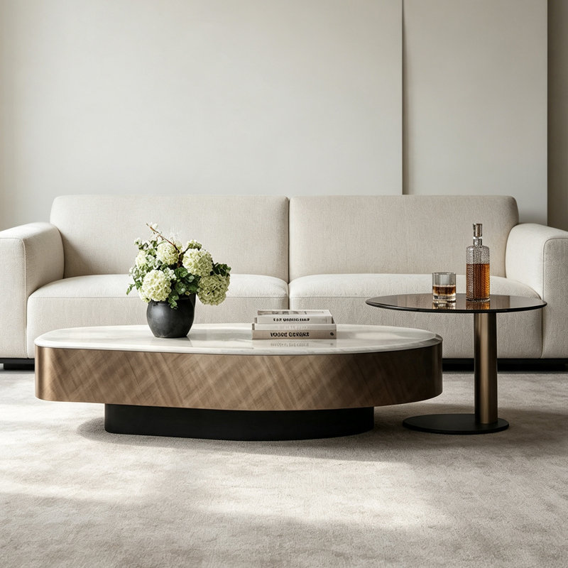 Jones, H 12,6 po x l 47,2 po x P 25,6 po, Plateau blanc / base brune