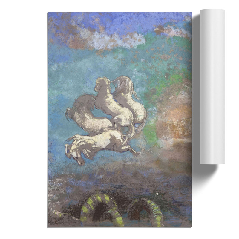 White Horses by Odilon Redon - No Frame Painting, 42cm H x 30cm W x 0.1cm D