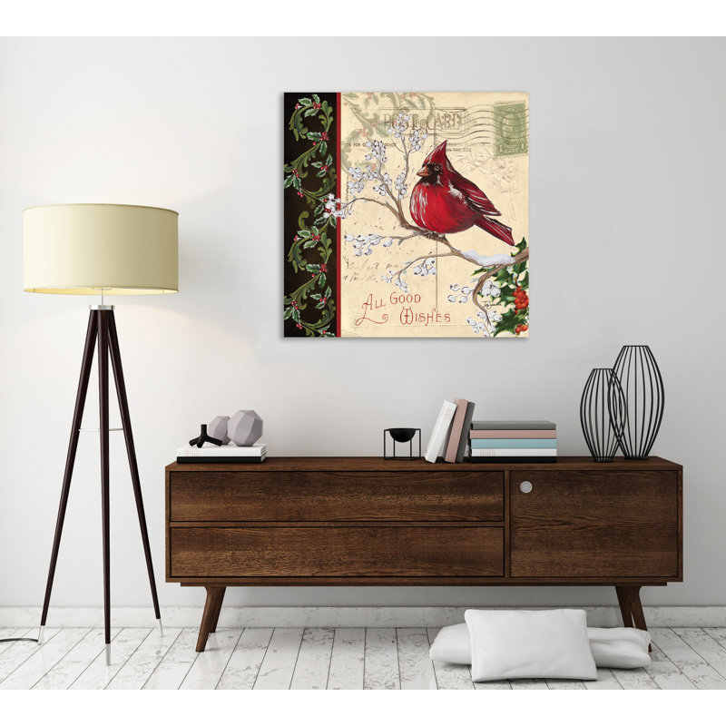 Christmas Birds: Cardinal - Wrapped Canvas Painting, 30.5 cm H x 30.5 cm W