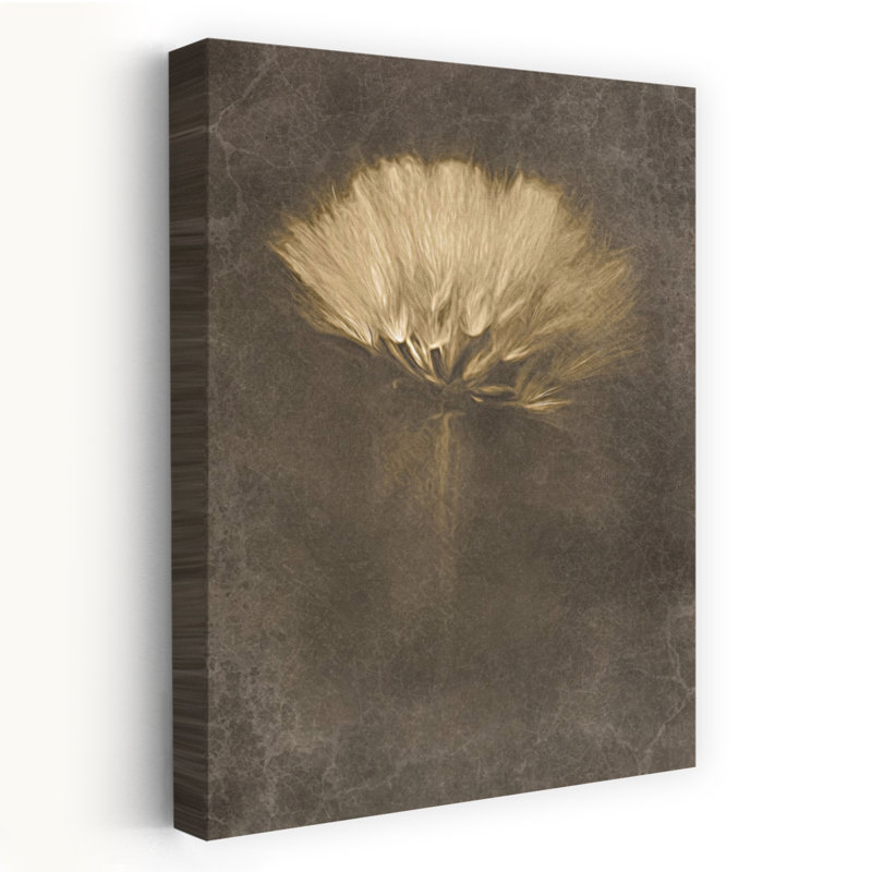 Art contemporain, paysage contemporain abstrait fleur de pissenlit rustique, H 60 po x l 40 po
