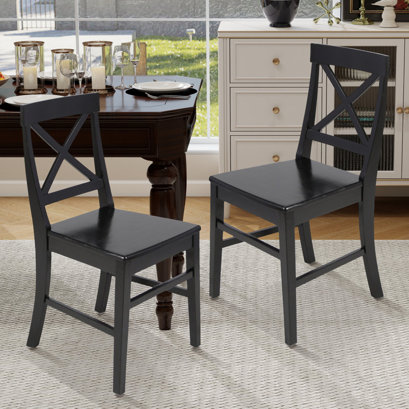 Ensemble de 2 chaises en bois d'acacia, Noir