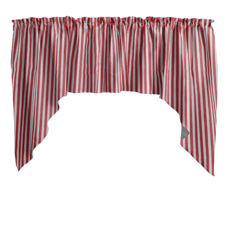 Cantonnière demi-pouce à rayures, Blanc /Rouge