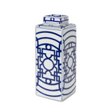 Imperial Ceramic Geometric Square Jar, Indigo, Large