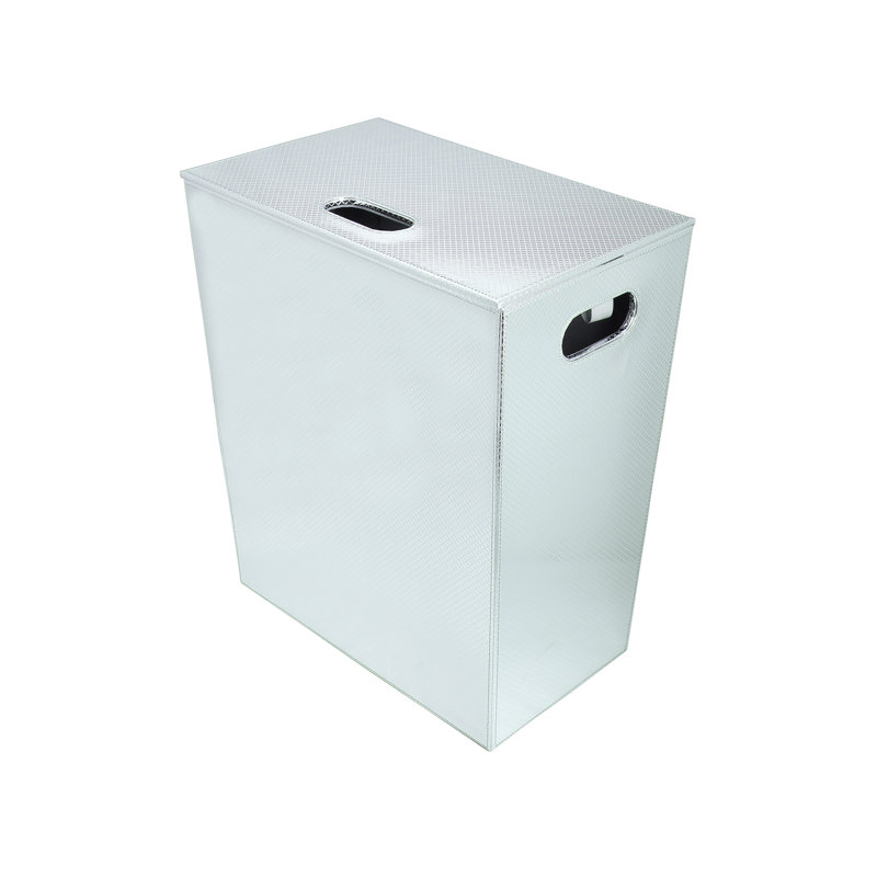 Wood Laundry Hamper with Handles, Chrome, Small (18.9" H x 16.9" W x 10.2" D)