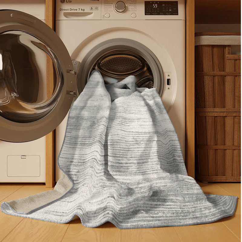 Machine Washable Abstract Gray Area Rug