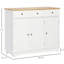 Buffet de couleur blanche - comptoir en bois massif, 3 tiroirs, portes, tablette réglable pour le rangement
