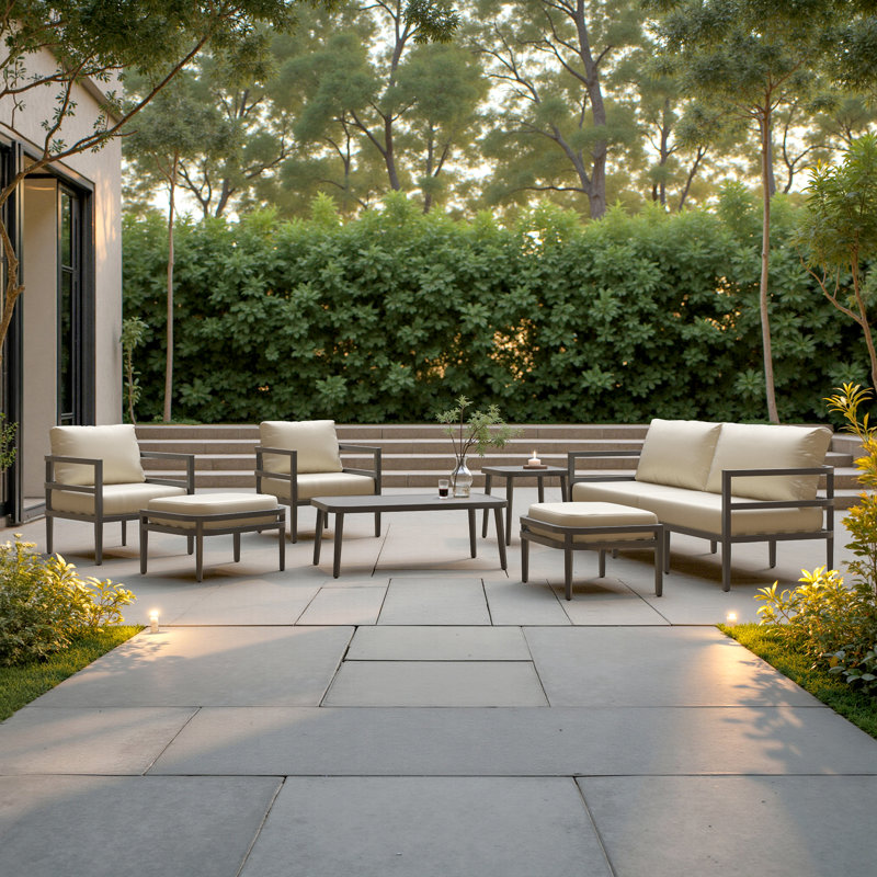 Morelia 7-Piece Outdoor Patio Seating Set - Olefin Linen, Olefin Linen