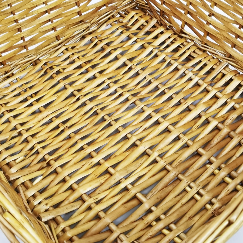 16 X 16 X 4.7 Rectangular Wicker Storage Baskets Dark Brown Hand Woven Storage Basket Woven Bread Baskets Rattan Fruit Basket Tabletop Food Basket For