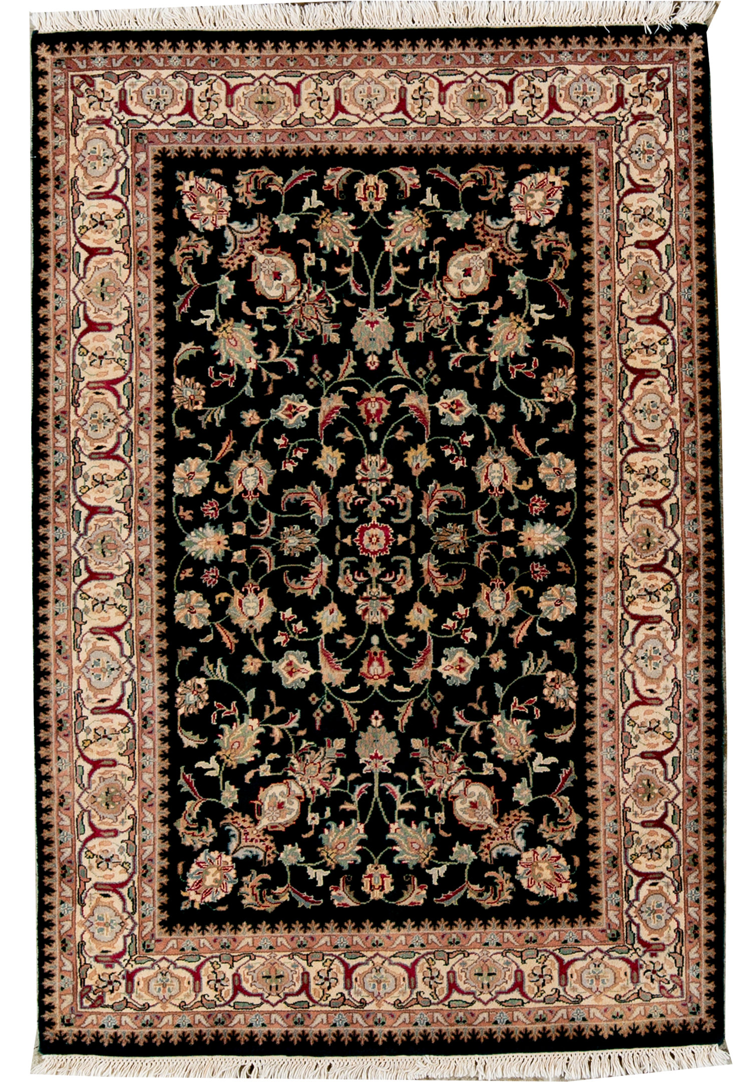 Bokara Rug Co., Inc. HandKnotted HighQuality Green and Cream Area Rug