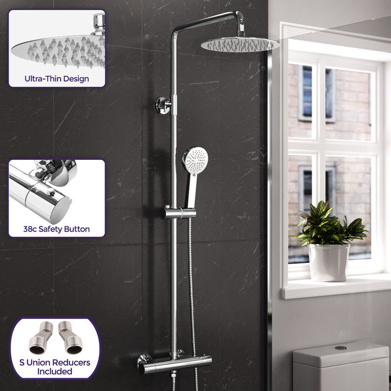 Culbert Thermostatic Shower with Dual Shower Head, Silver