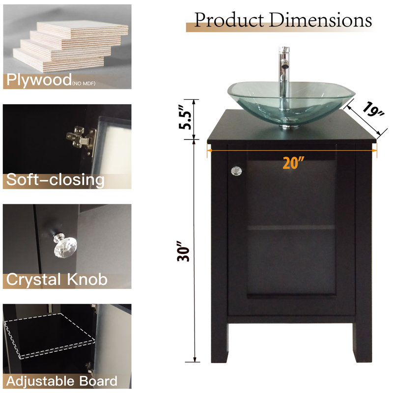 Ensemble de meuble-lavabo simple l 20 po Jahzir, Noir