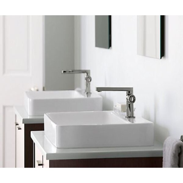 DROP Bath And Kitchen 15.3'' Gloss Ceramic Square Vessel Bathroom Sink ...