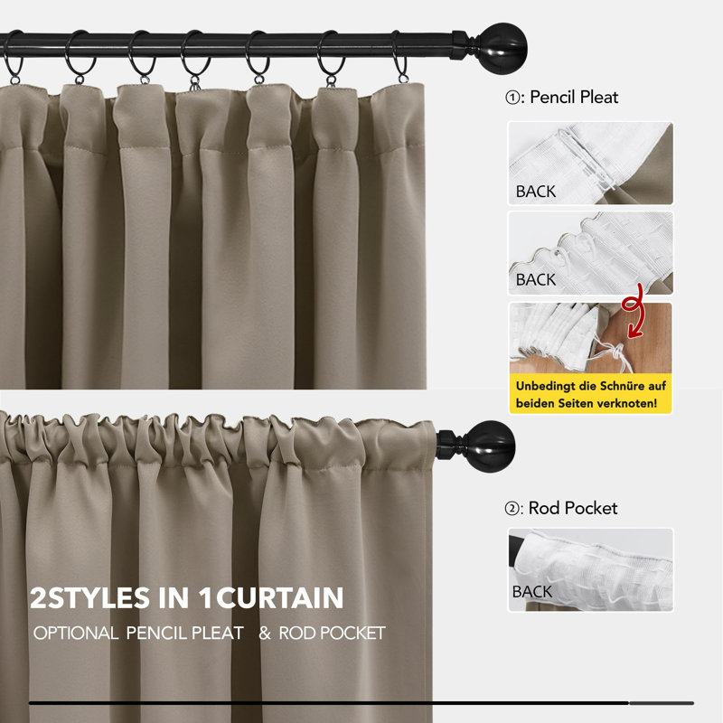 Ragne Blackout Curtain Pair, 55cm Width x 180cm Drop