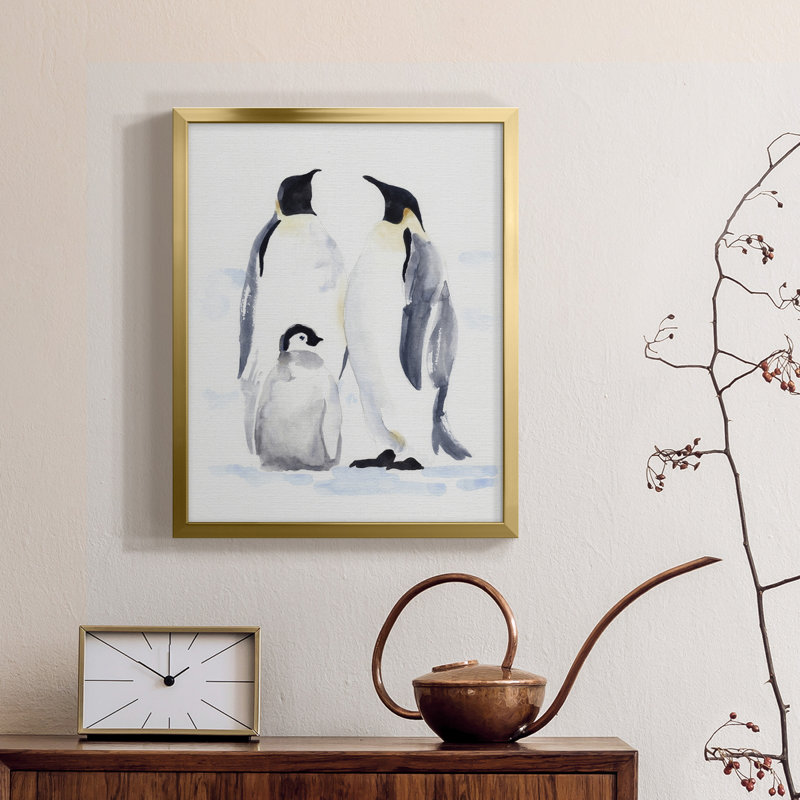 Pingouins empereurs II - Toile encadrée de qualité supérieure - prête à être accrochée