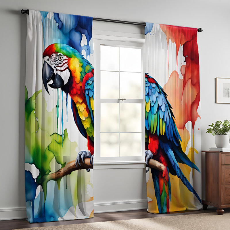 Paire de rideaux semi-transparents en polyester Hafez, L 20 po x L 52 po