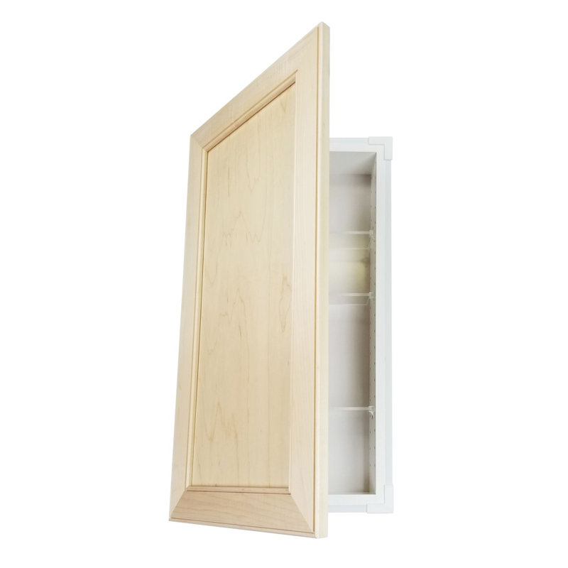 14" W x 30" H x 3.5" D Solid Wood Recessed Bathroom Cabinet, Unfinished Wood