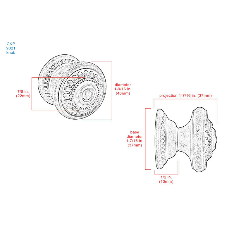 Conquest 1 9/16" Diameter Round Knob, Antique Pewter