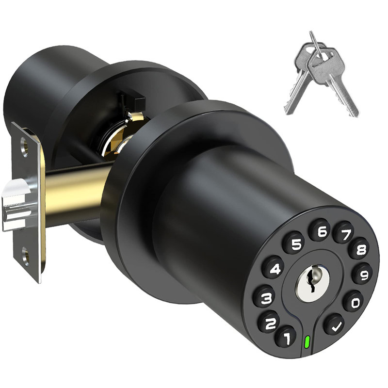 Matte Black Keypad Door Knob with Key Lock