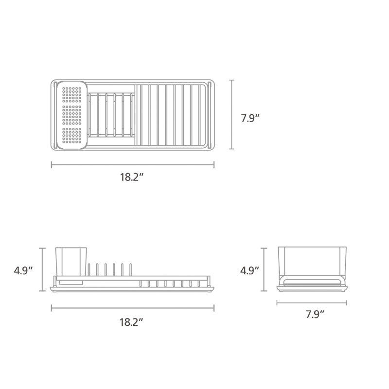 Égouttoir à vaisselle compact en aluminium pour évier Brabantia, Gris clair