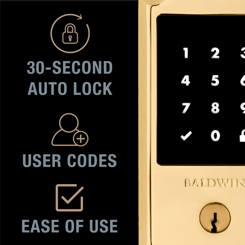 Single Cylinder Smart Deadbolt Z-Wave Technology, Polished Brass