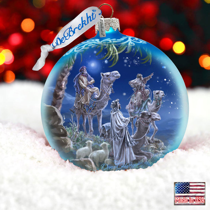Holiday Splendor 5'' Handmade Glass Animals Ball Ornament