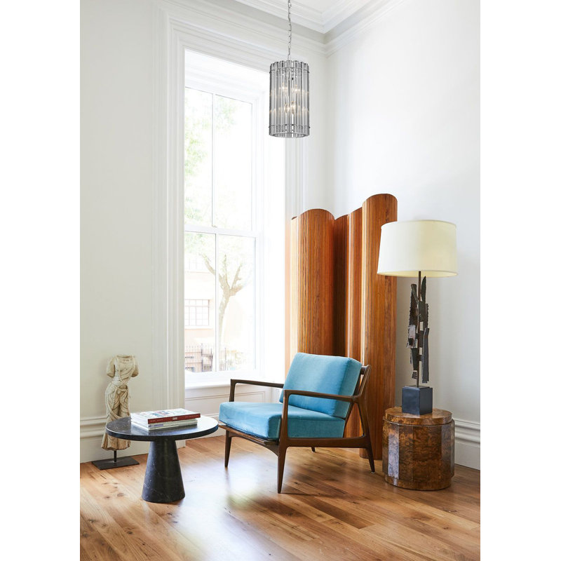 Rotan Modern 4 Light Glass Rod Pendant, Chrome