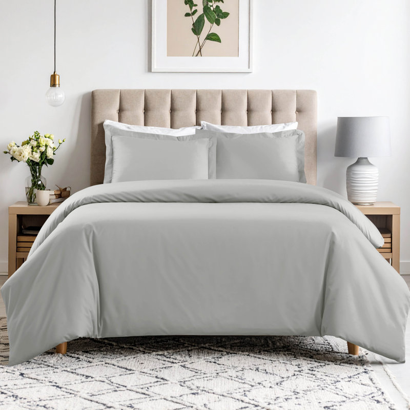 Ensemble de housse de couette 600 fils Aniello, Housse de couette double / grand + 2 taies décora, Platine
