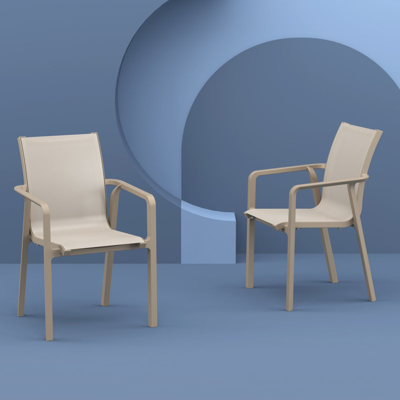 Chaise d'appoint empilable pour patio Farrah, Taupe
