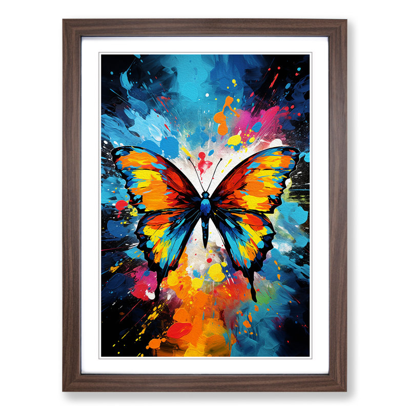 Butterfly Pop Art - Framed Print, Walnut Framed, 46cm H x 34cm W x 2cm D