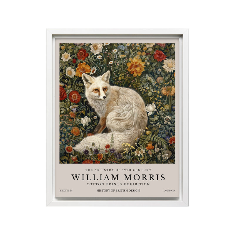 William Morris - Renard blanc, Canvas, 12"H x 16"W, White Framed