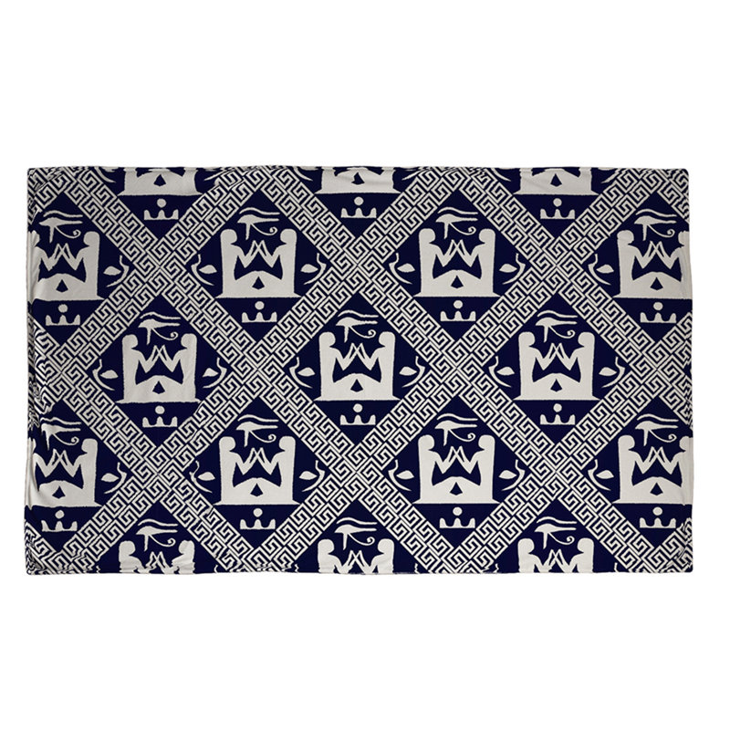 Couverture hieroglyphes égyptien, 65 po x 80 po, Bleu marine