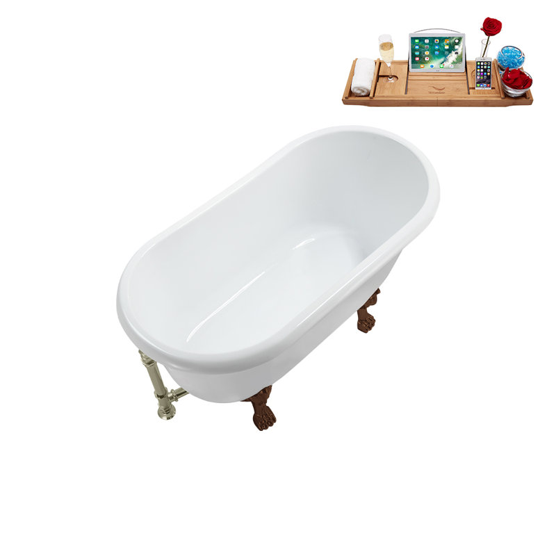 57.5'' x 29.5'' Soaking Acrylic Bathtub, Brushed Nickel, Matte Oil Rubbed Bronze