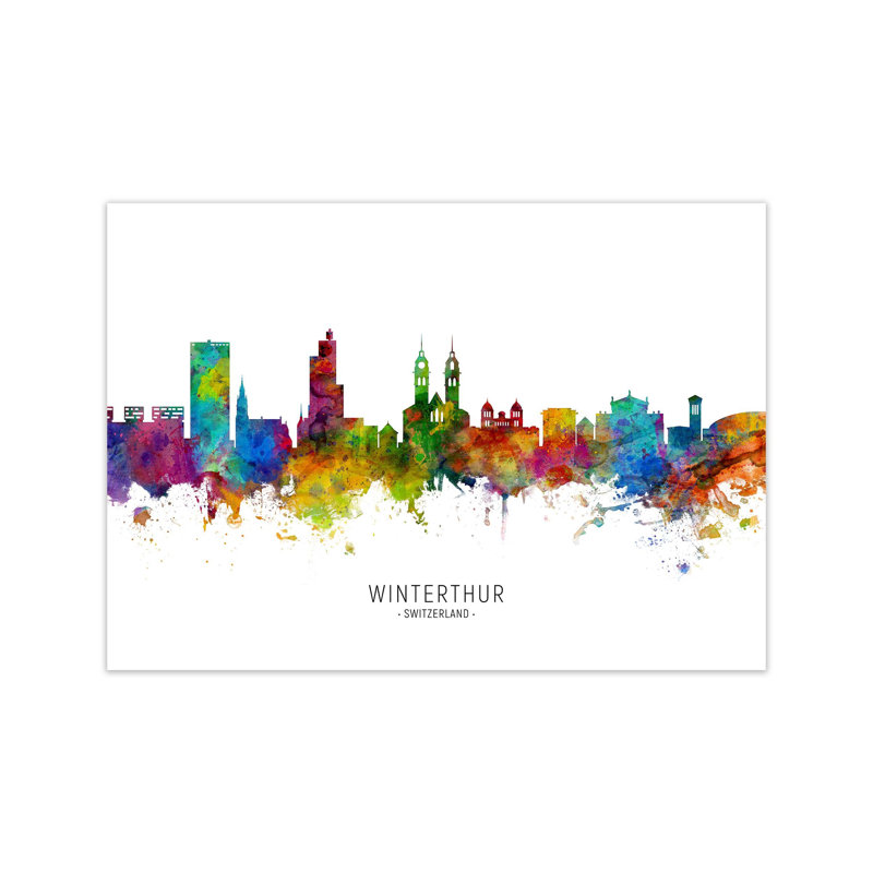 Winterthur Switzerland Skyline by Michael Tompsett - Print, Unframed, 42cm H x 59cm W x 1cm D