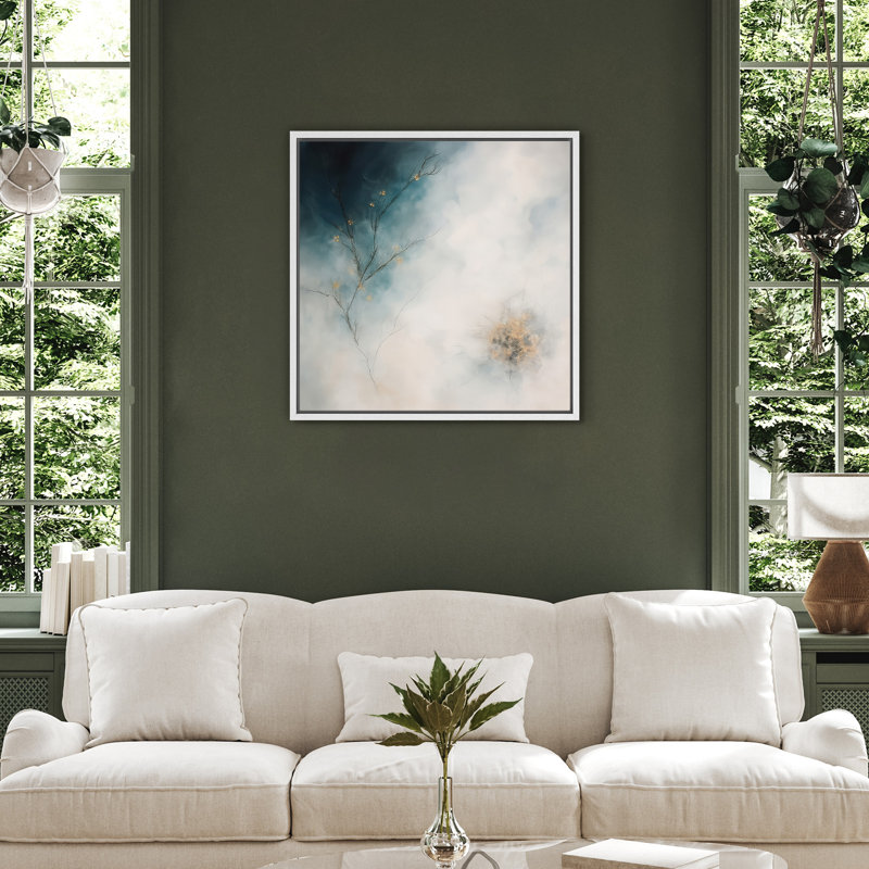 Reproduction d'art encadrée sur toile encadrée pour décoration de salon, H 16,8 po x l 16,8 po, Blanc