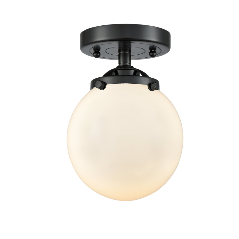 Rufina Glass Semi Flush Mount, Oil Rubbed Bronze, Gloss White, No Bulb Included