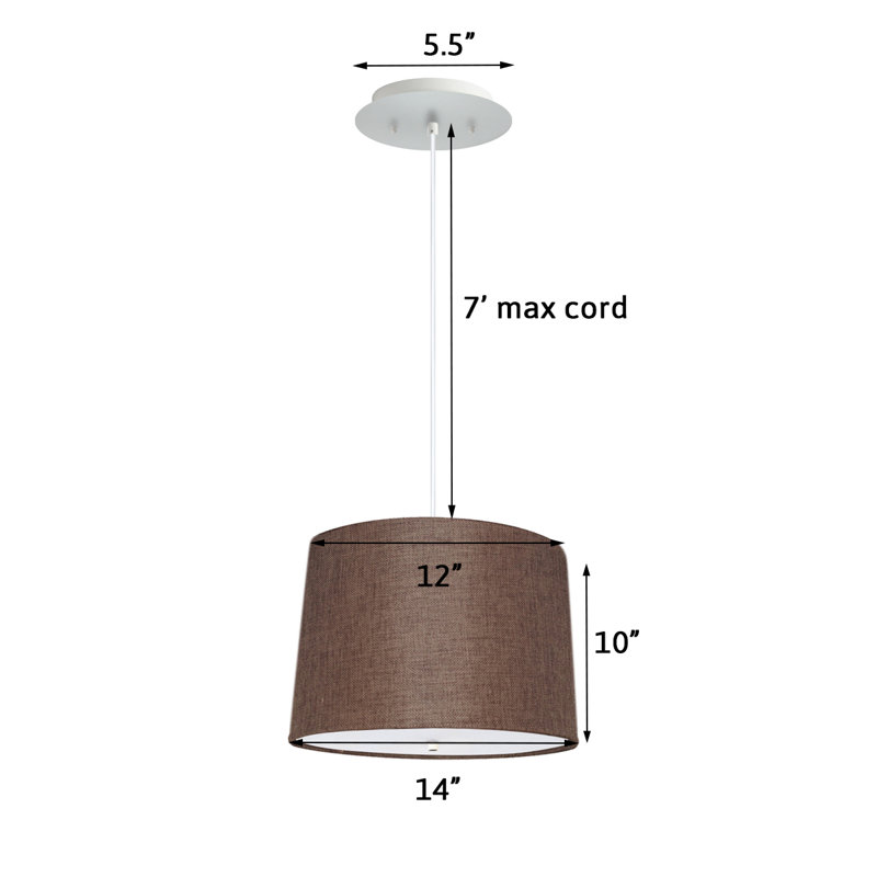 Abat-jour en granite gris 14 "avec diffuseur, corde blanche 14", Toile de jute chocolat
