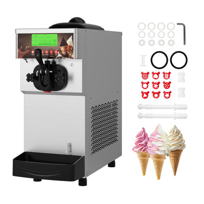 Ice Cream Maker, 2+1 Flavor Commercial Soft Serve Ice Cream Machine, 5" LCD Display, One-Touch Self-Cleaning, All-Copper Motor for Snack Bar, Cafe and Restaurant Use