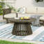 Table basse d'extérieur en bois pour patio, table basse ronde pour jardin, pelouse et balcon
