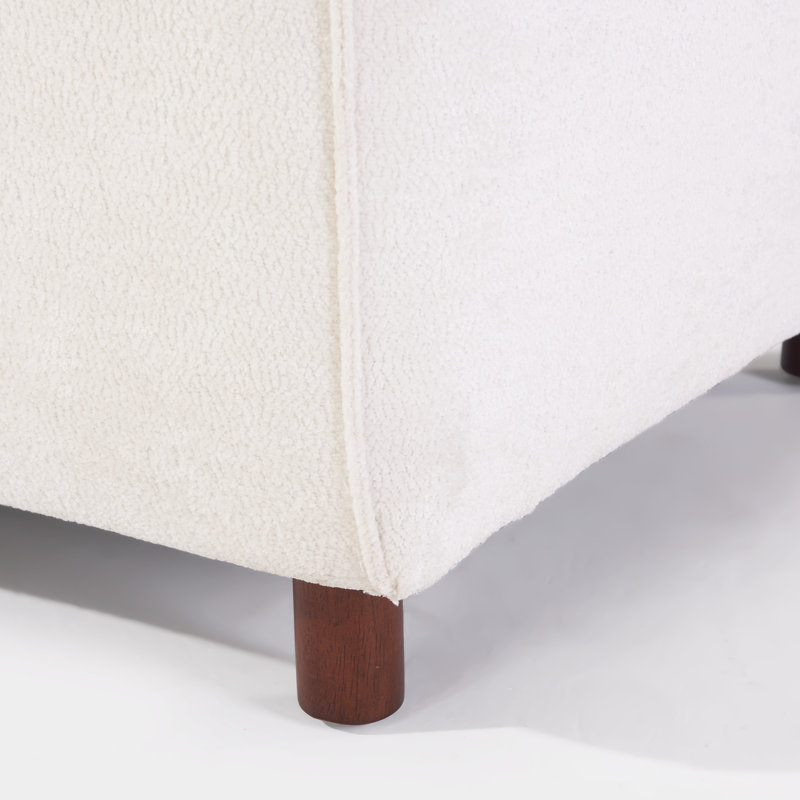 Causeuse 49 po avec housse bouclée beige 49 po avec coussin en éponge haute densité et pieds brun clair pour les salons modernes